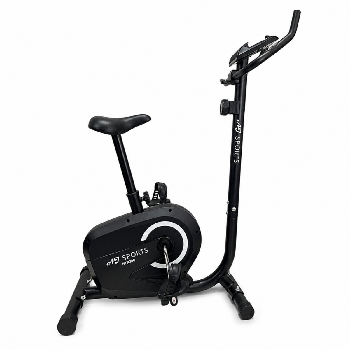 AJ-Sports Hometrainer HTR200 – Magnetische Fitnessfiets met 8 Weerstandsniveaus – Verstelbaar Zadel – Hartslagmeter – Tablethouder – Max. 110 kg