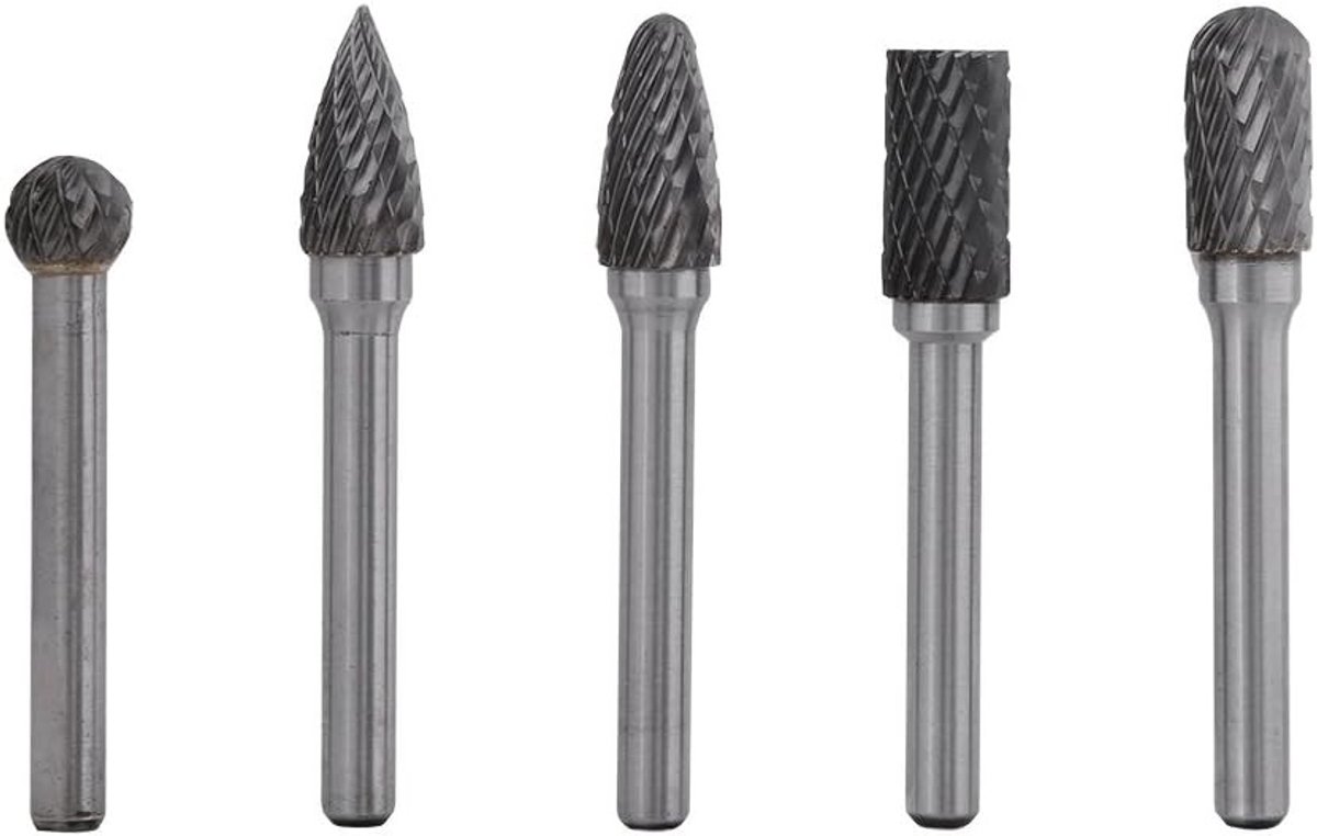 Tungsten Stalen Versatile Grinding Burr Head Set voor Metaal en Houtbewerking - 5 Stuks 10mm met 6 Snijpunten voor Precisie Carving en Schoonmaken