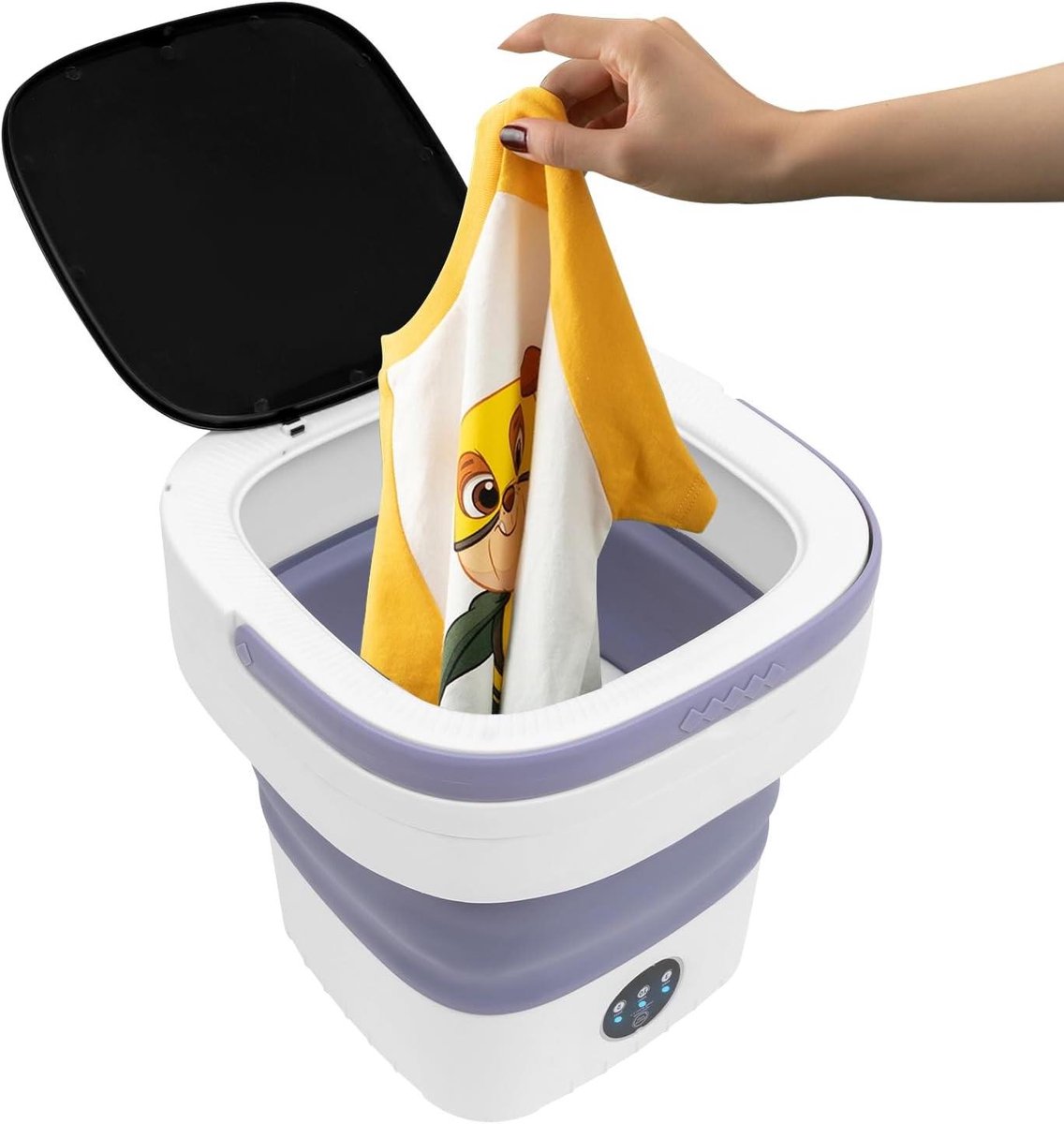 Draagbare mini-wasmachine Opvouwbare wasemmer Kleine kleding wassen Met ingebouwde centrifuge 12 Liter capaciteit Paars