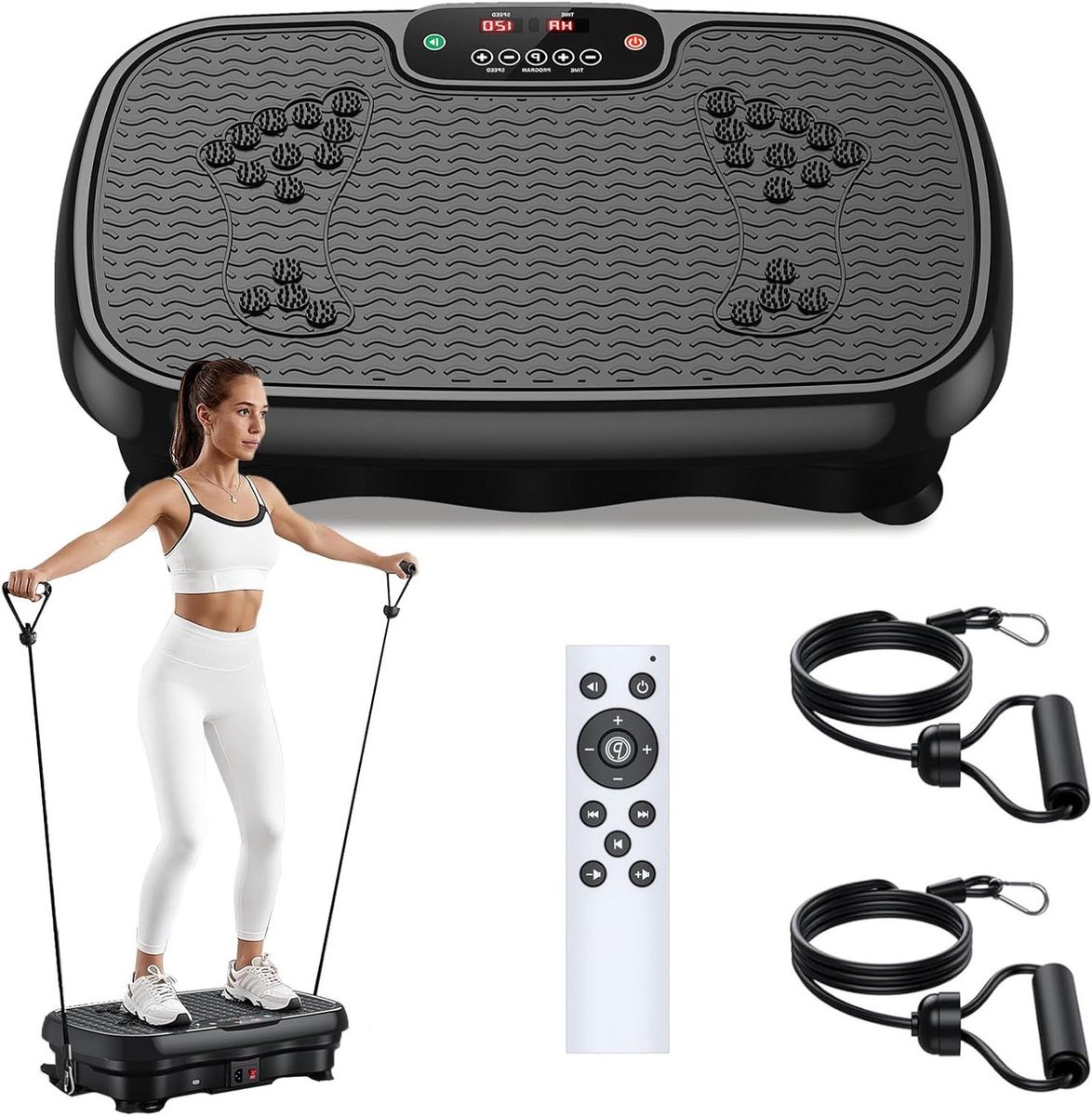 Trilplaat - Fitness apparaat - Thuis training - 120 niveaus 5 modi - 81 kg - Zwart