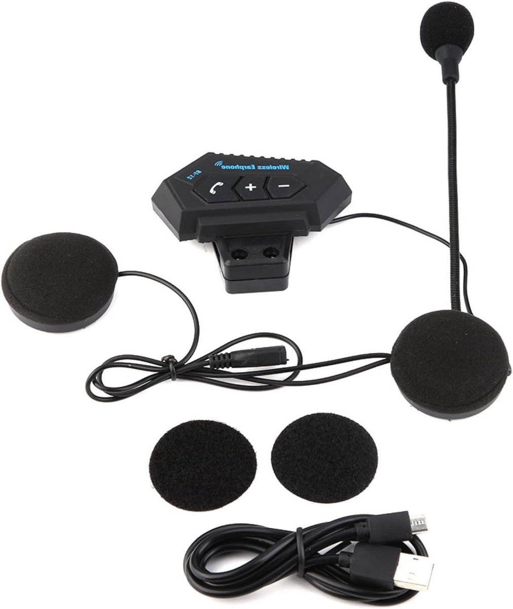 Motorhelm headset - Dunne speakers - Veilig bellen - Handsfree functie - 5.0 Bluetooth - Zwart