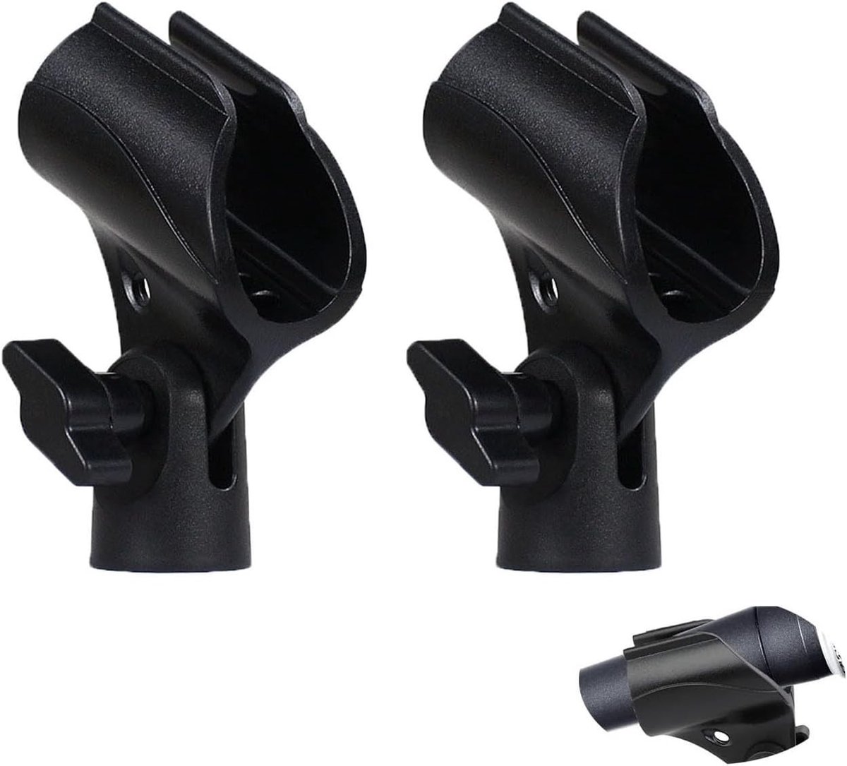 Verstelbare en Robuuste Microfoonhouders, Set van 2, Universele Klem met Antislip, Geschikt voor 5/8 Inch en 3/8 Inch Microfoons