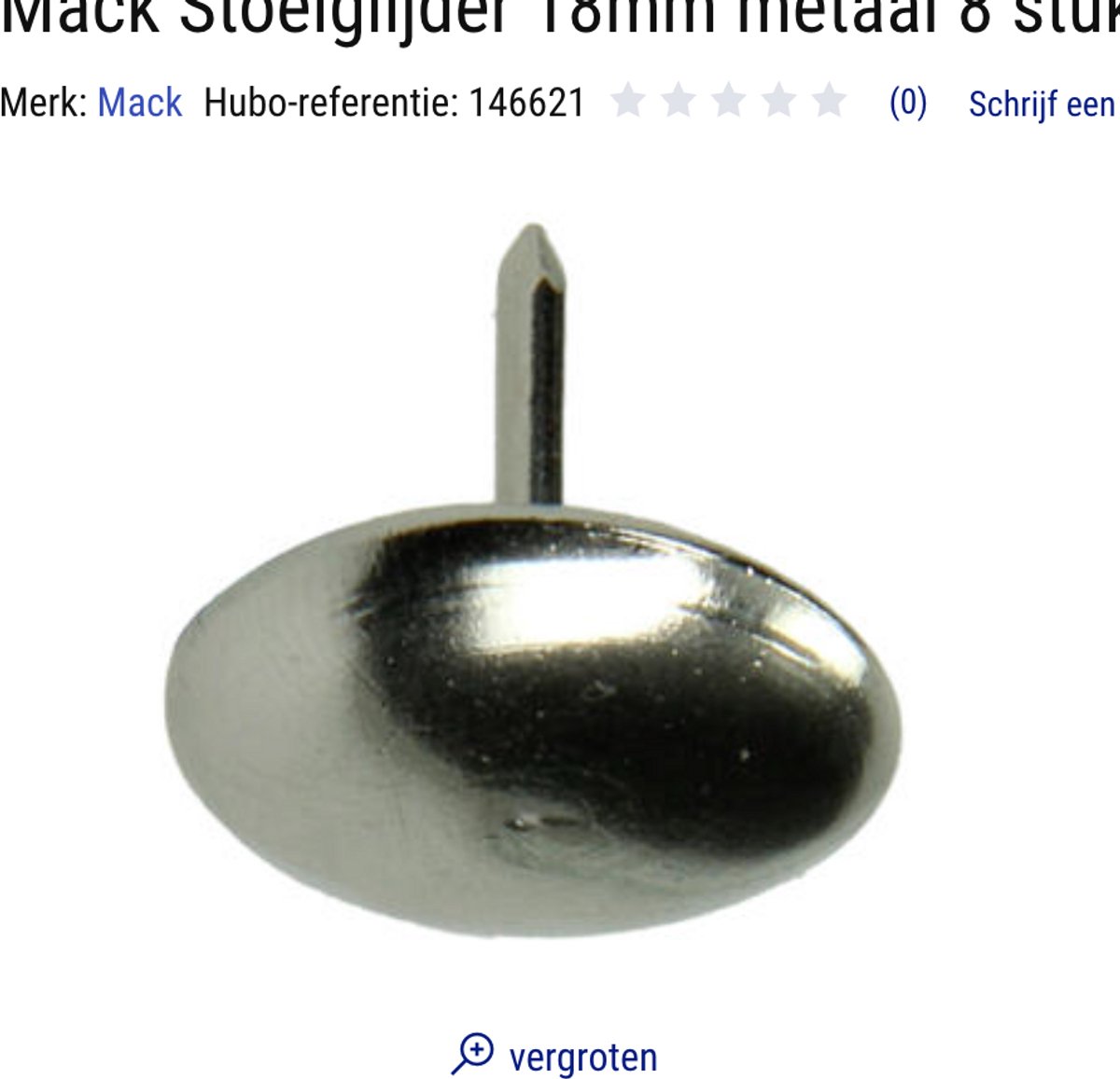 Mack Stoelglijder 18mm metaal 8 stuks