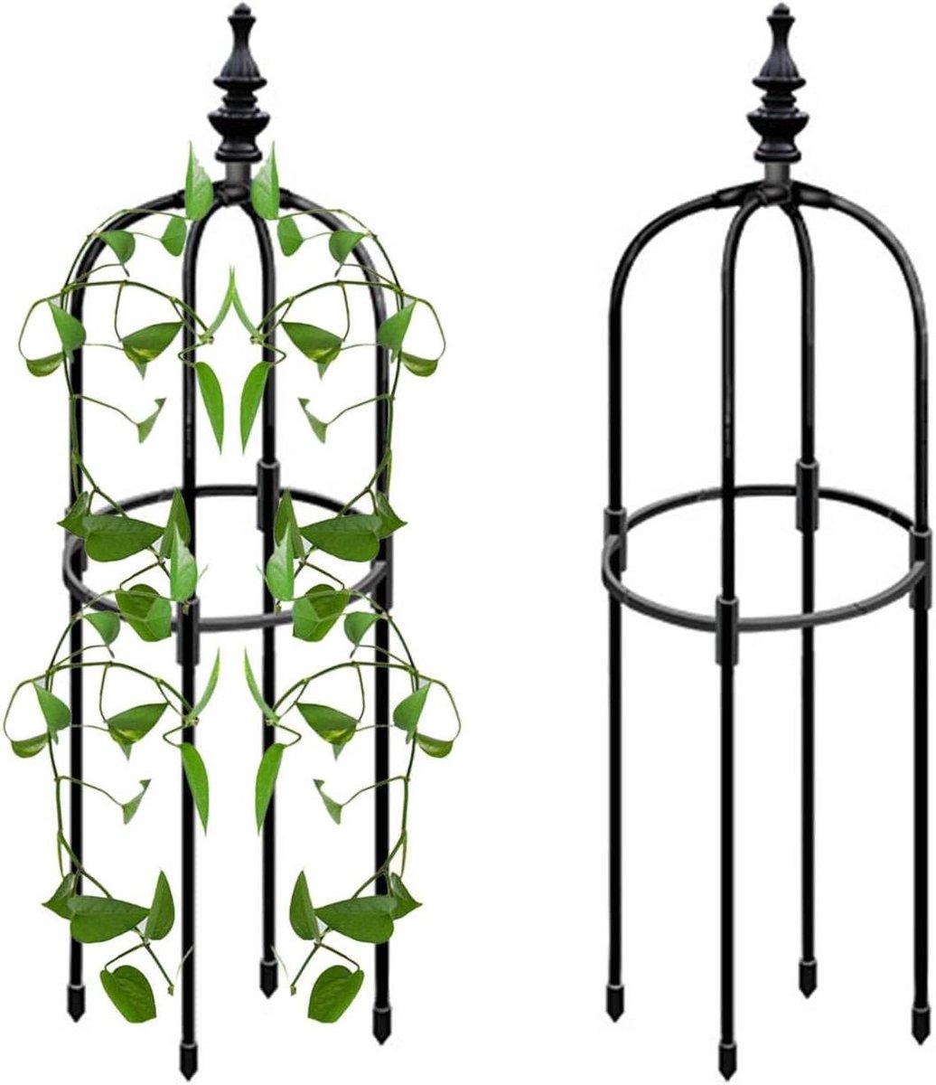 Planten Obelisk - Klimplant Ondersteuning - Tuindecoratie - Decoratief Torentje - 90-150cm - Zwart