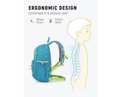 SnelShoppen - Wandelrugzak voor Kinderen 12 Liter - Lichtgewicht, Ademend, Met Borstband - Voor Jongens en Meisjes 6-10 Jaar - Outdoor Dagrugzak in Cy