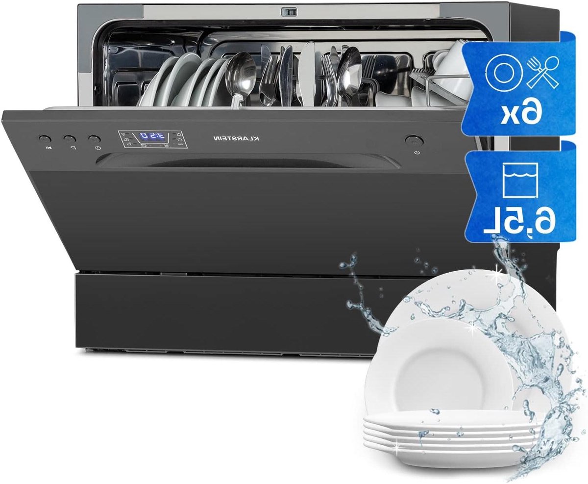 Kleine Vaatwasser Tafelmodel Apparaat Afwas Gemak Zes Wasprogramma's Voor 6 Couverts Antraciet