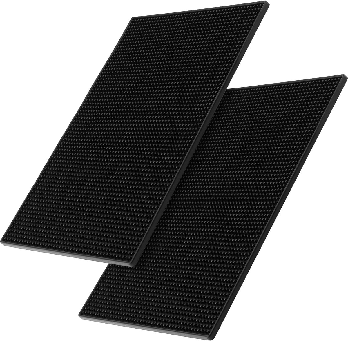 SnelShoppen - 2 Stuks Barmat 40 x 30 cm Zwart Siliconen 0,8 cm Dik met Noppenstructuur voor Glazen, Afdruipmat voor Keuken, Feest, Camping en Tuin