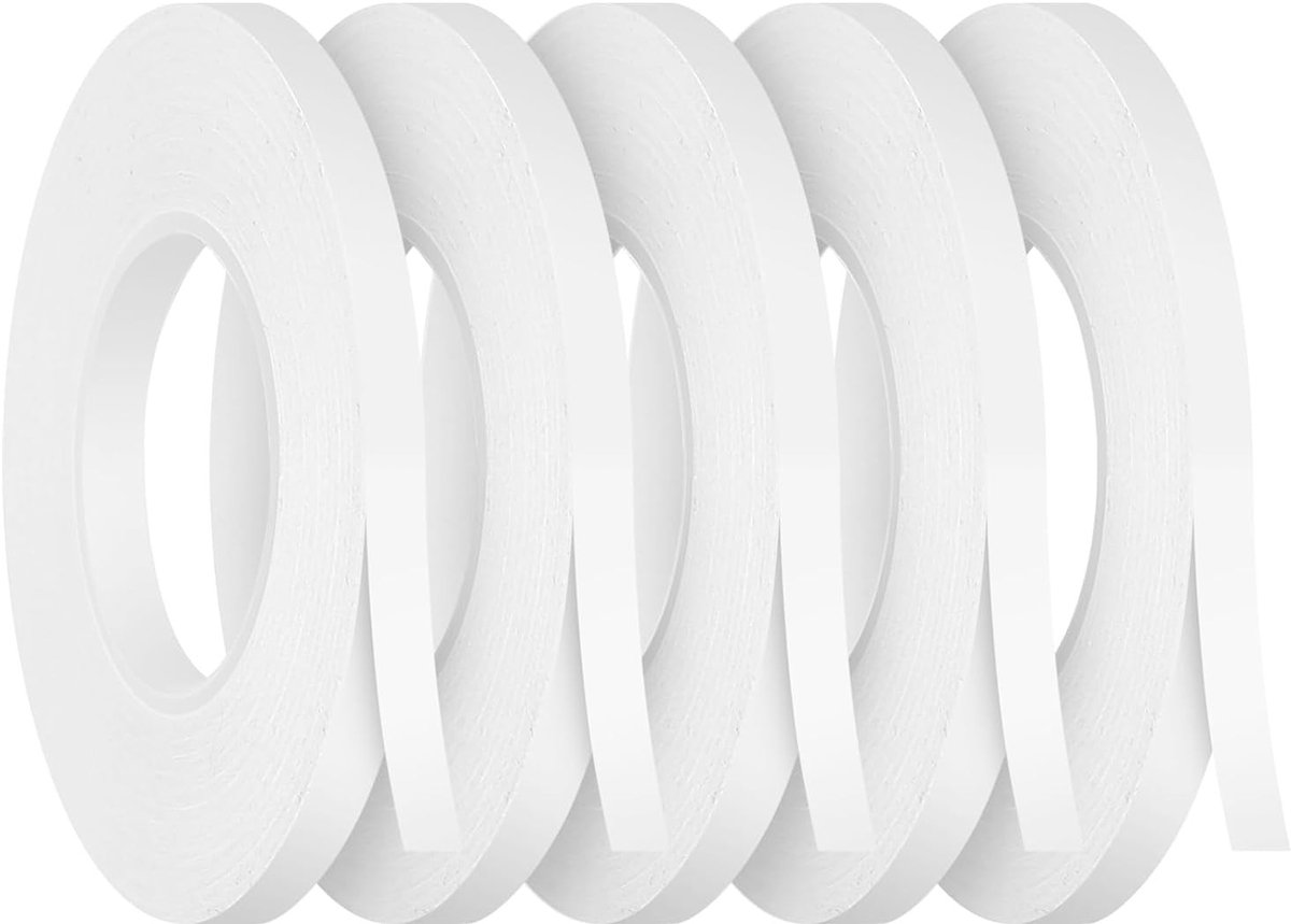 Set van 5 Dubbelzijdige Lijmtapes, Extra Sterk, 6 mm x 20 m/Rol voor Knutselen en Bevestigen