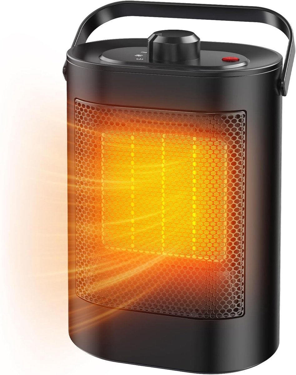 SnelShoppen - Verwarmingsventilator 1500W PTC Keramische Verwarming Draagbare Elektrische Verwarming met 3-traps Modus en Oververhittings- en Kantelbe