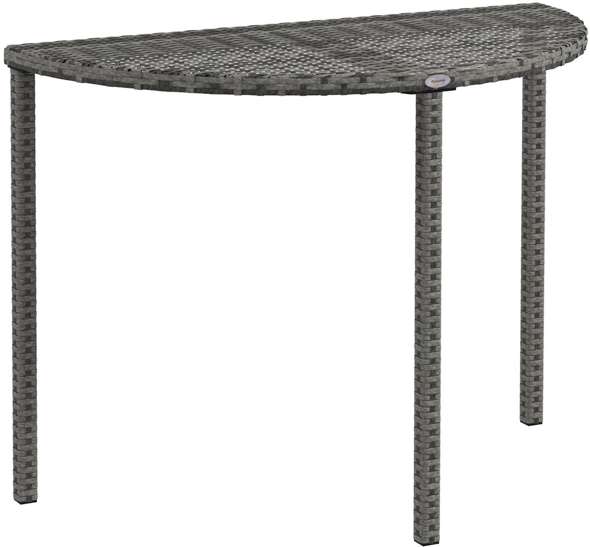 Halfronde Polyrattan Balkon Tafel – 3-Poot Bistrotafel met Weerbestendig Vlechtwerk, Ruimtebesparend Design voor op het Terras, Tuin of Balkon