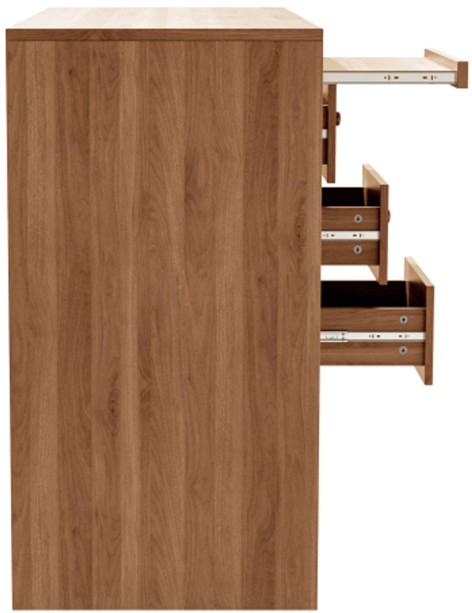 Uittrekbaar Bureau met Kast - Multifunctionele Computertafel Walnoot - Met Toetsenbordlade & 3 Lades - Ruimtebesparend - 110x40x75,5 cm