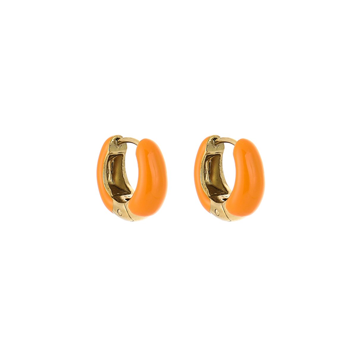 Stainless Steel Vibrant Enamel Huggie Hoops – Luxe Emaille Oorringen – RVS