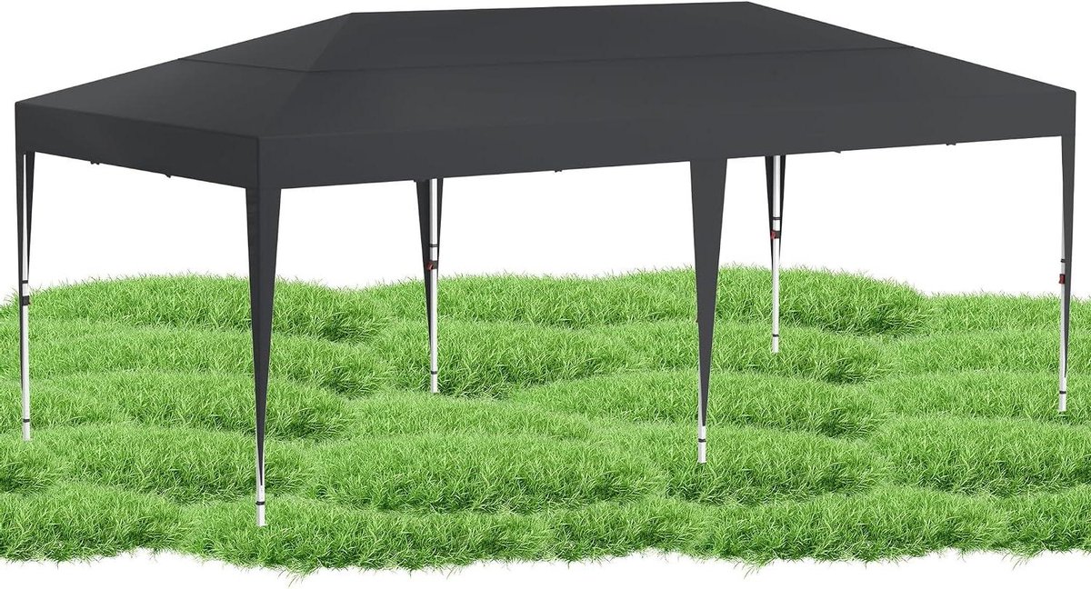 Vouwpaviljoen - Partytent Tuinpaviljoen - Buitenfeesten Organiseren - Waterdicht en UV-bestendig - 3x6 Meter - Antraciet