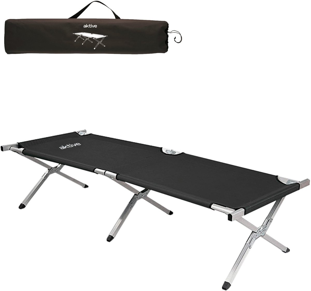 SnelShoppen - Opklapbed Camping Draagbaar 190x64x42 cm - Gemakkelijk Inklapbaar - Antislip - Inclusief Draaggreep - Perfect voor Kamperen en Buitenact