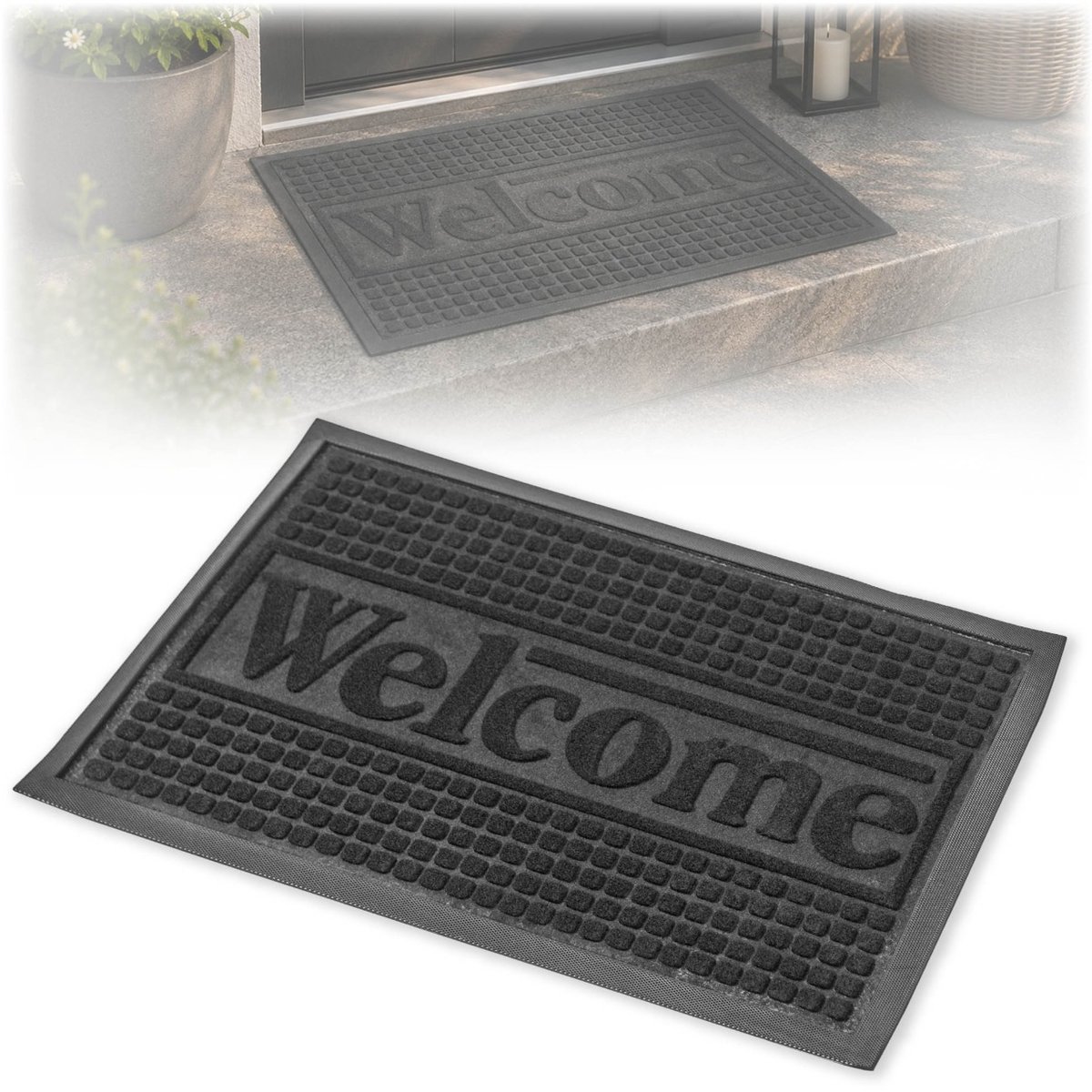 KADAX Ingangsdeurmat, rubber, extern, voor schoenen, met rubber bekleed 60x40