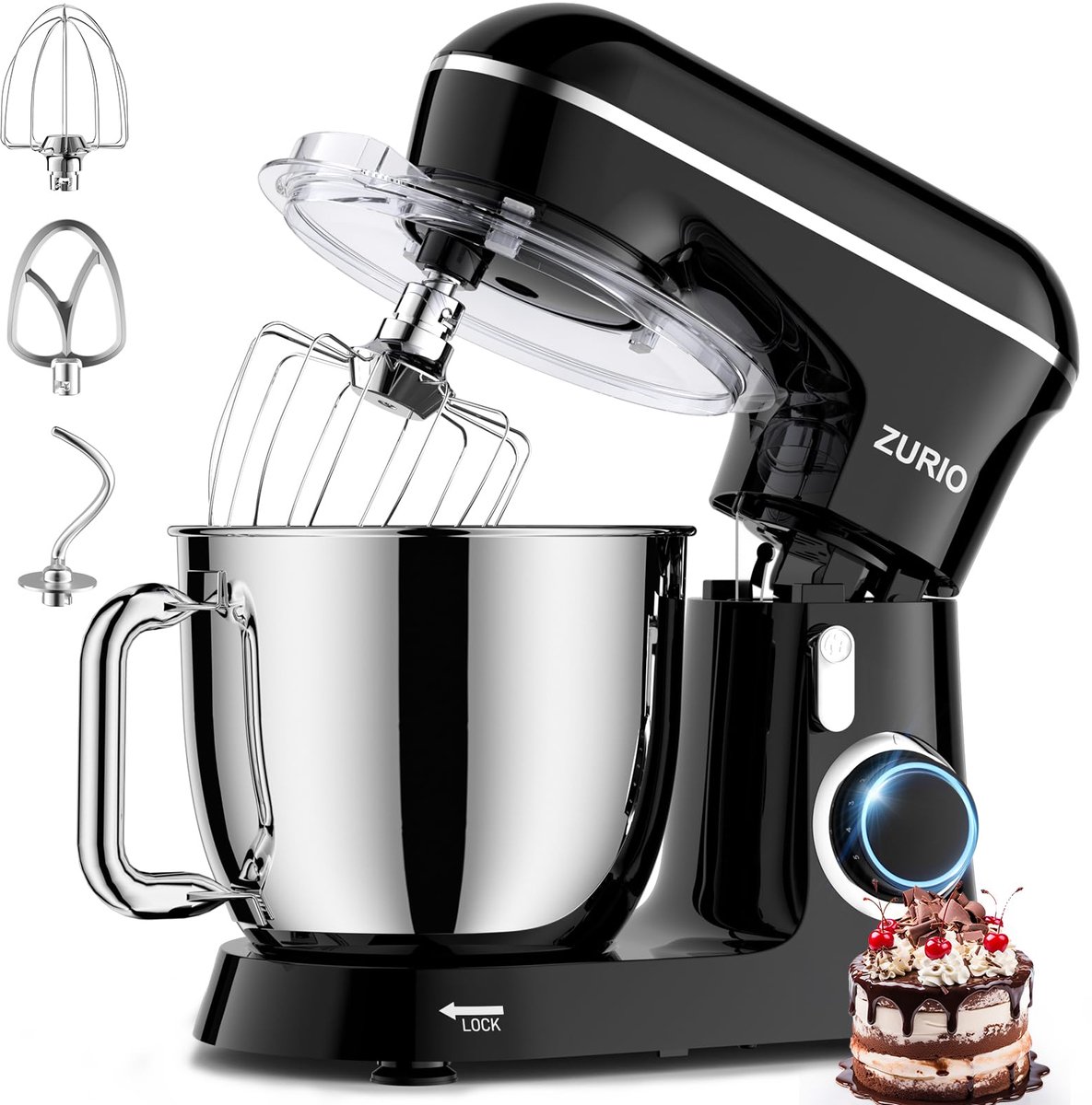 SnelShoppen - Stand Mixer 5.5 L Elektrische Mixer - Keukenmachine met hoge snelheid, RVS, voor bakken en mixen, ideaal voor feest, huishoudelijk gebru