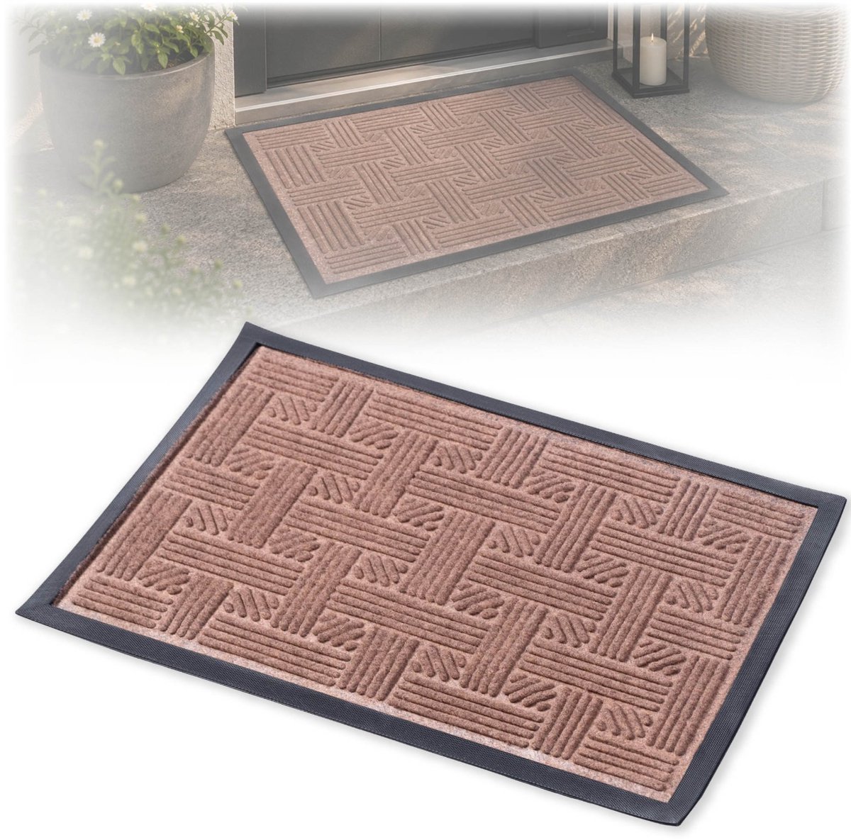 KADAX Ingangsdeurmat, rubber, extern, voor schoenen, met rubber bekleed 60x40