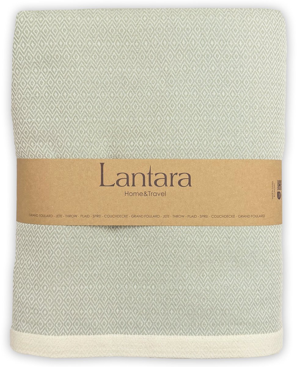 Lantara Diamant - Plaid Grand foulard - Celadon Groen - 190x280cm - Recycled Katoen