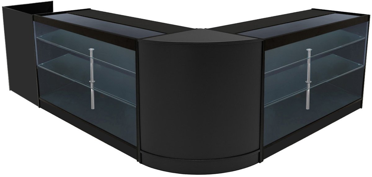 Aries led winkel toonbankset - zwart - 150+60+60x60x90cm - 4 sleutels
