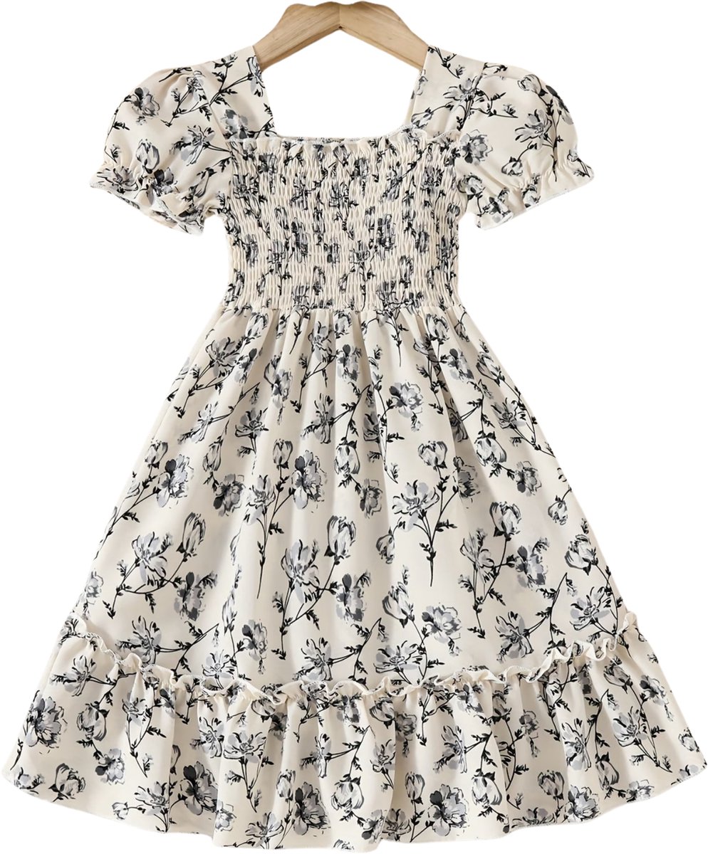 Currero Zomerjurk Meisjes Zomerjurken Kinderen Jurk Meisje Ibiza Stijl Sundress Kinderkleding Crème 9-10 Jaar Melkachtig