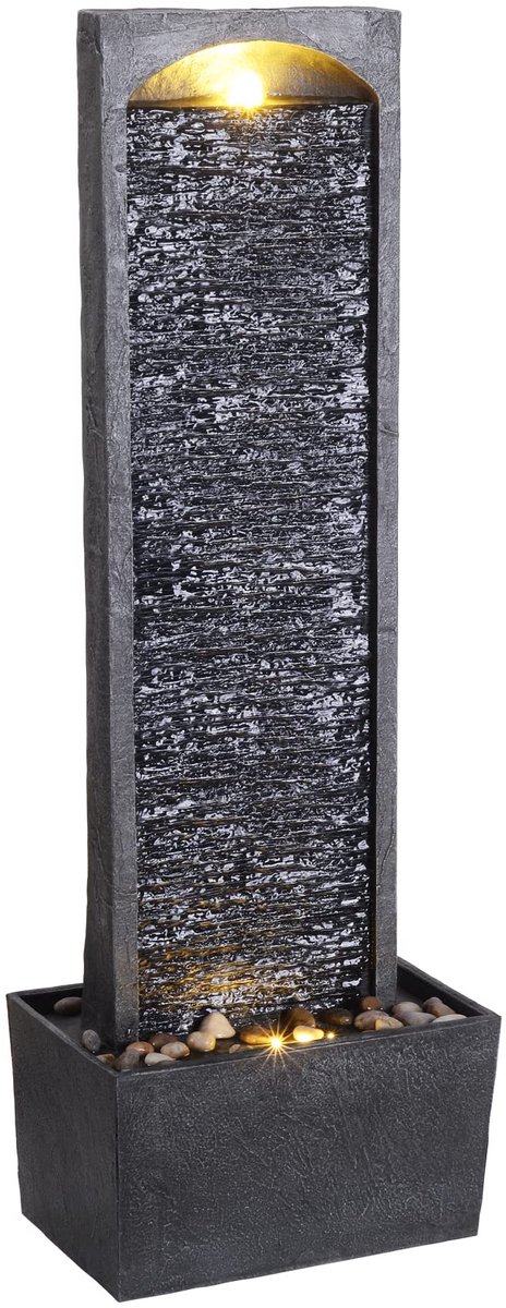 SnelShoppen - Hoog Buiten Tuin Water Fontein Met Lichten - Waterornament Waterval Tuindecoratie Met Pomp 34x22x98 cm Voor Tuin Feest Camping