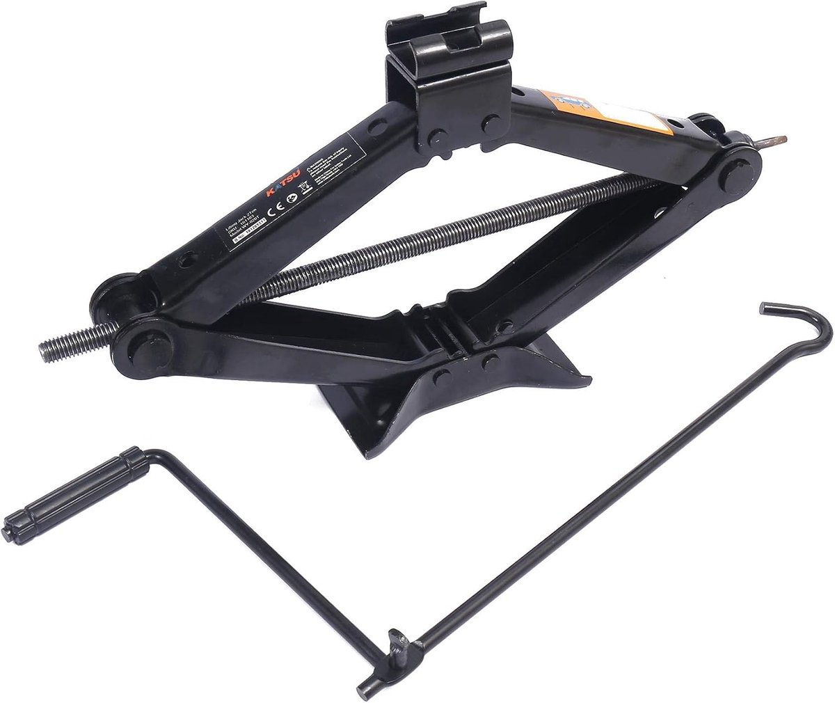 SnelShoppen - Scissor Jack 2 Ton Auto Hefwerktuig met Handmatige Schroef voor Auto, Bus en Voertuigen - Hefhoogte 98-420mm, Compact, Zwart, Staal, Ide