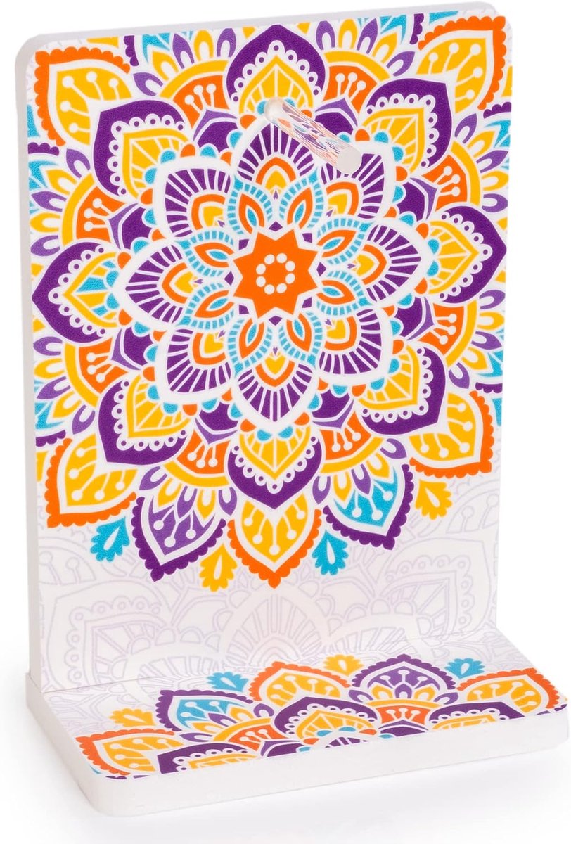 SnelShoppen - Houder voor tafel-positieve kalender 2025, mandala design, A6 formaat, 12x17x6 cm, ideaal voor werk, thuis en op kantoor