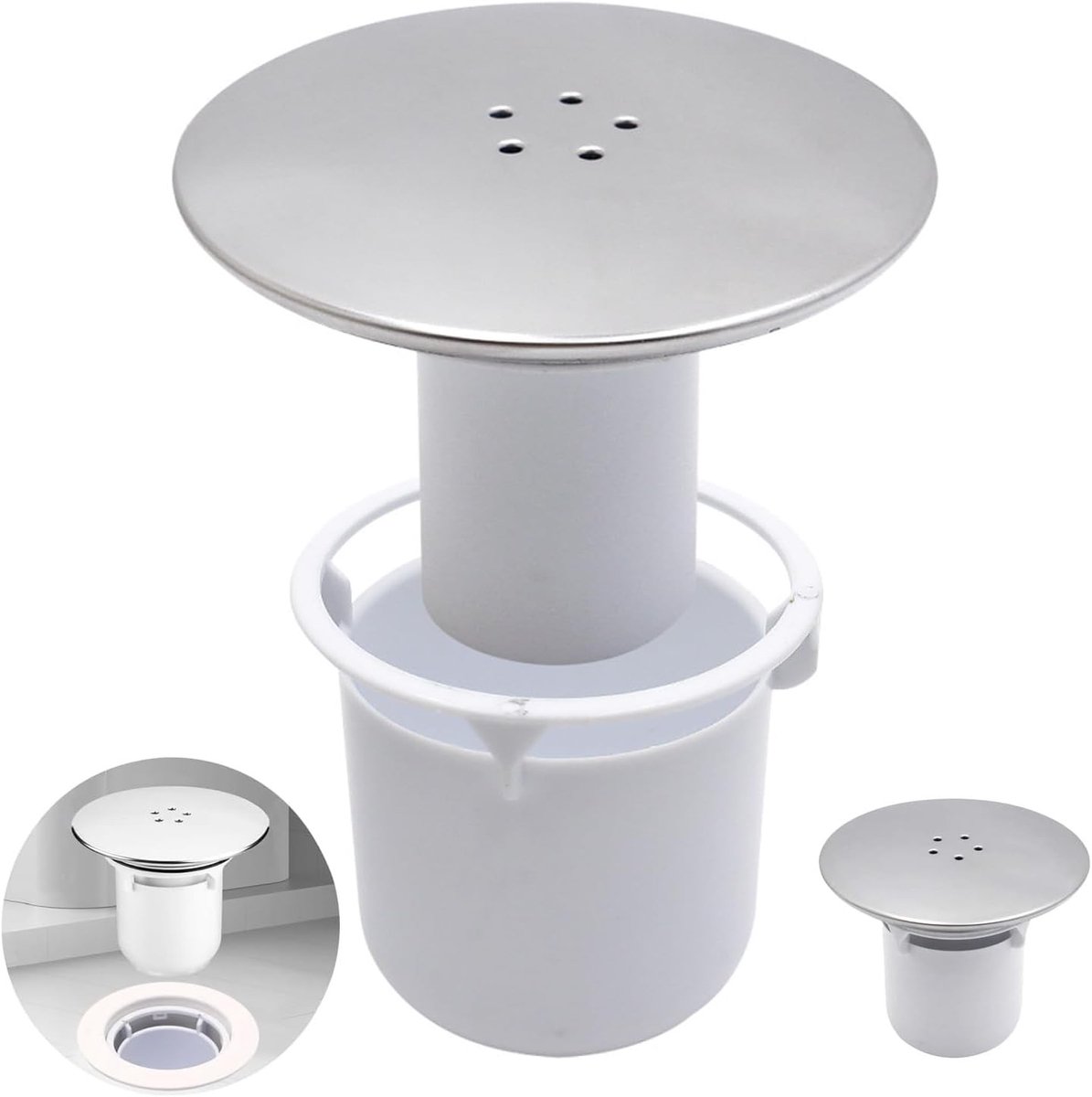 Universele Doucheafvoer Deksel, Vervangend Sifon voor Douche, 90mm/115mm, Chroom Geplateerd Plastic met Mand, Waterdoorlatend en Antivuil Design