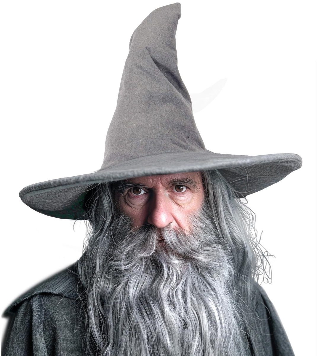 SnelShoppen - Tovenaarshoed 45,7 cm Grijze Heksenhoed voor Halloween Kostuum, Grappige Cosplay Accessoires voor Feest en Verkleedpartijen
