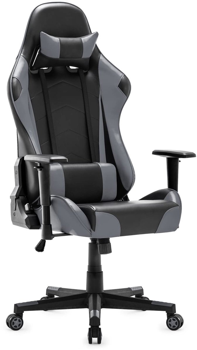 SnelShoppen - Ergonomische Gaming Stoel - Verstelbare Bureaustoel met Hoge Rugleuning en Armsteunen - Comfortabele PC Stoel voor Thuis en Kantoor - Gr