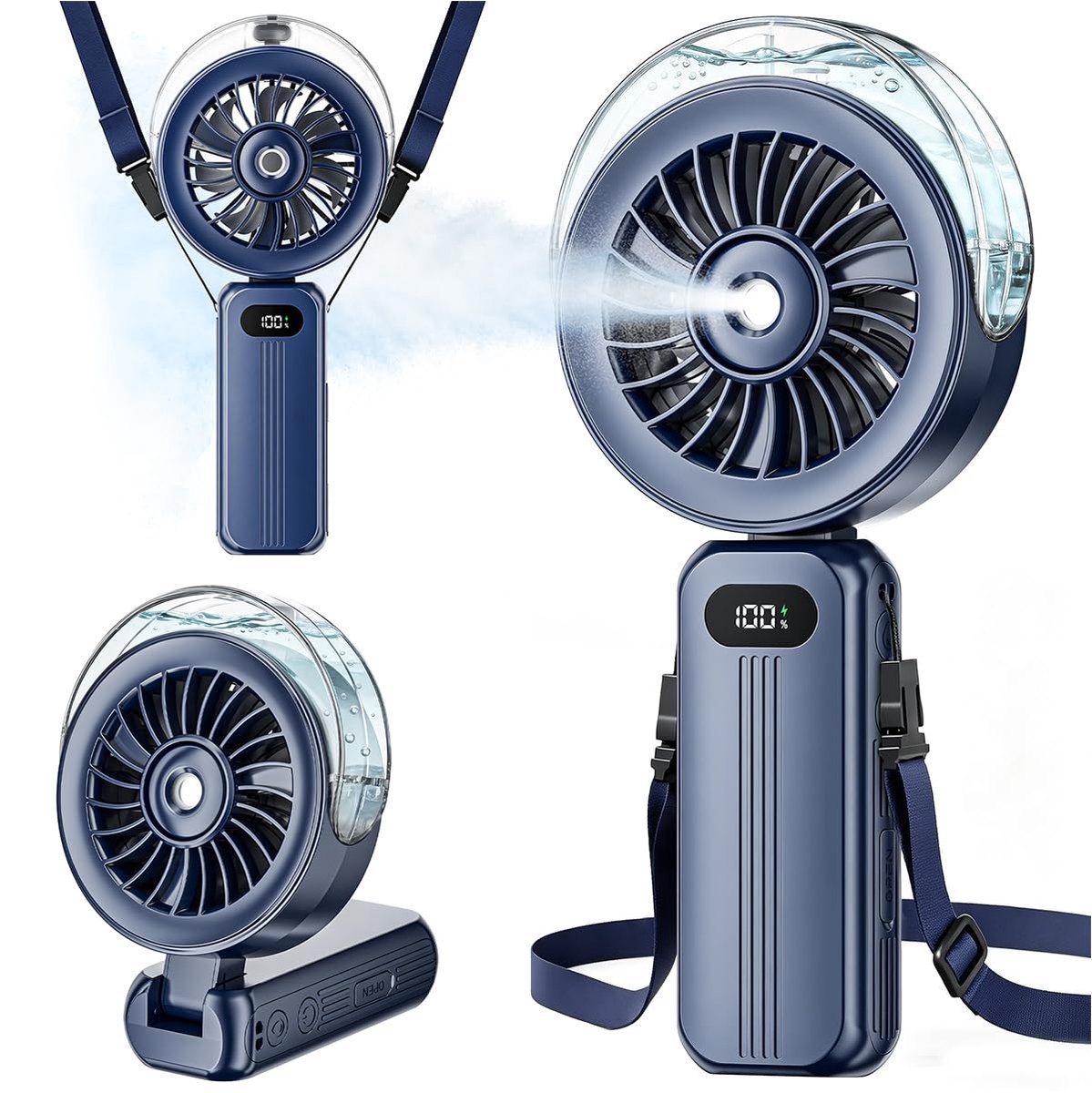 SnelShoppen - Oplaadbare Handventilator met Waterkoeling, Sterke Luchtstroom, Draagbare Mini-Ventilator met 6000 mAh Accu, Opvouwbare USB-Handventilat