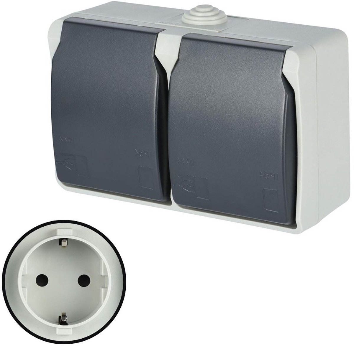 CLGP® Buitenstopcontact Waterdicht - Tuinstopcontact - Stekkerdoos Buiten - Weerbestendig - Grijs