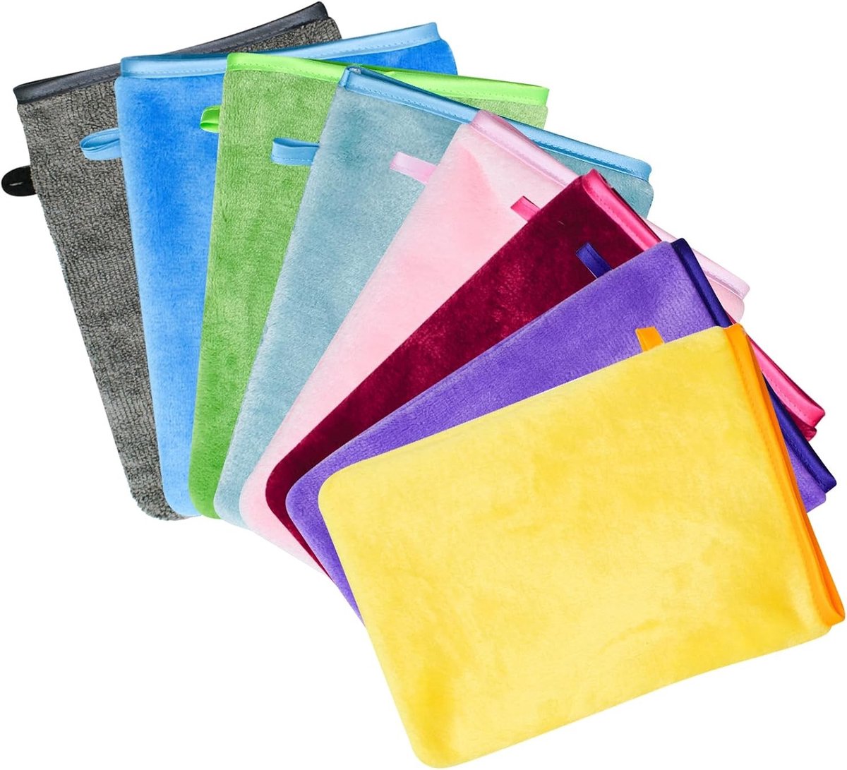 SnelShoppen - Pack van 8 Was Handschoenen, 15 x 21 cm Microvezel Wasdoek, Herbruikbare Gezichtsdoek, Zachte Flanel Was Glove, Voor Bad, Make-up Verwij