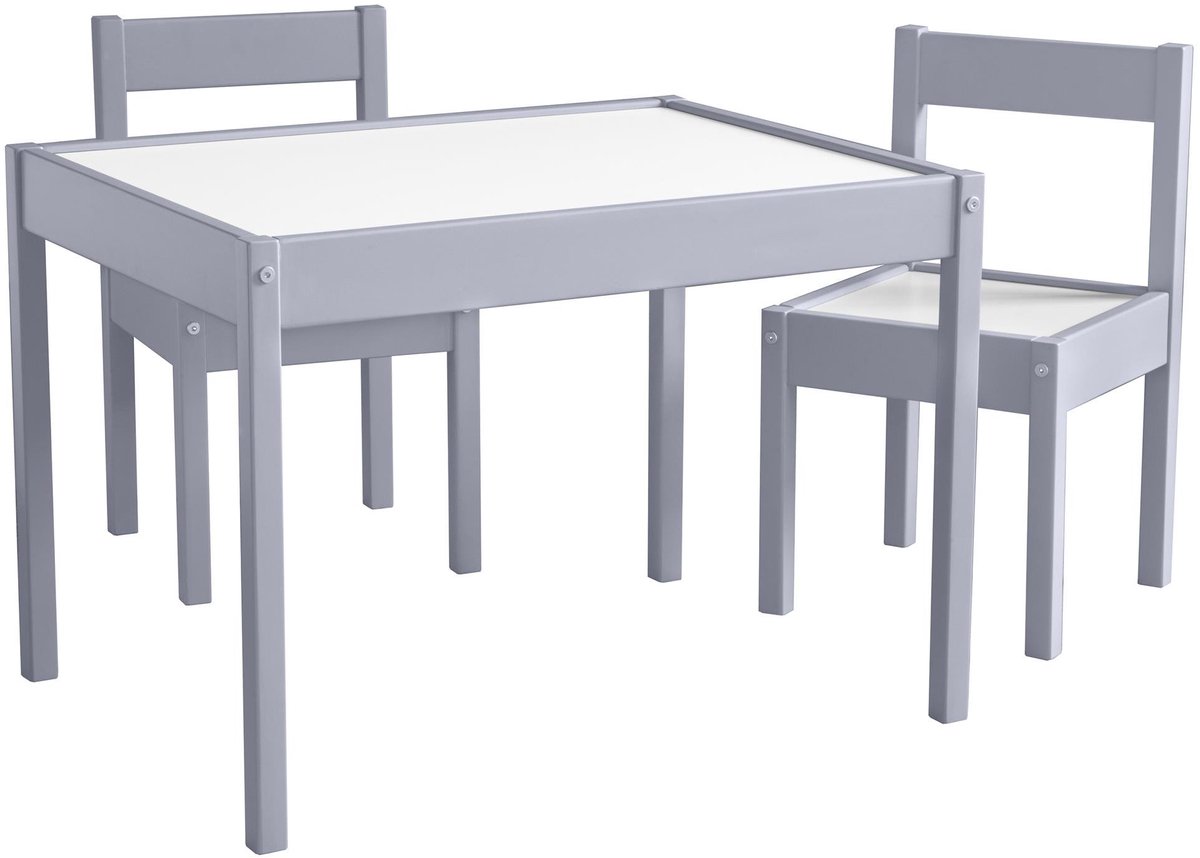 SnelShoppen - Baby Relax Hunter Set van 3-delige tafels en stoelen voor kinderen, grijs, perfect voor speelkamers, tuin, en feestjes