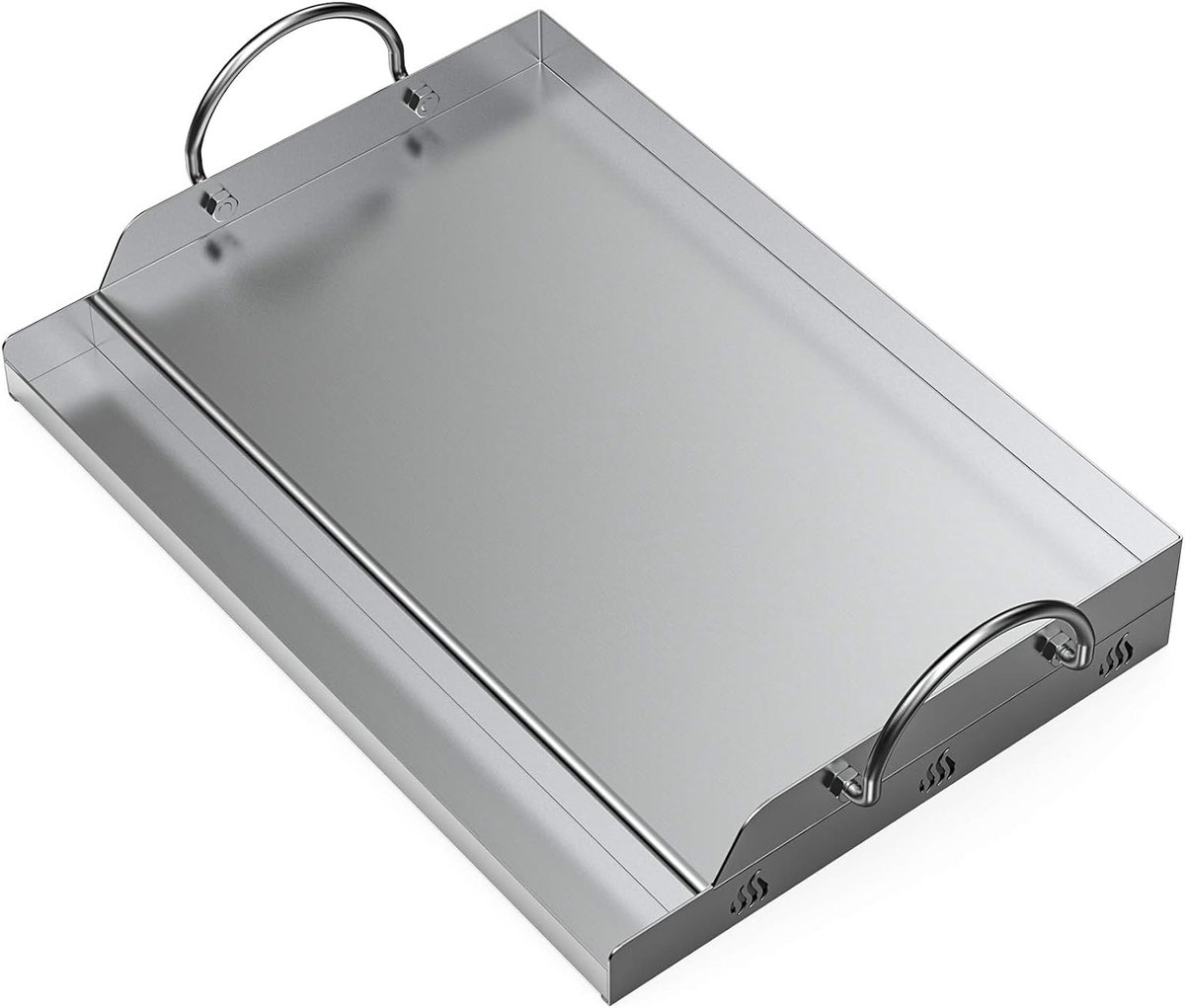 SnelShoppen - Roestvrijstalen Grillplaat Plancha 51x32cm voor BBQ Gasgrills en Houtskoolgrills - Perfect voor Tuin, Camping, Feest en Koken