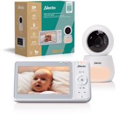 Alecto babyfoon met HD camera en 5 inch kleurenscherm. Op afstand bestuurbare witte camera met nachtlampje.