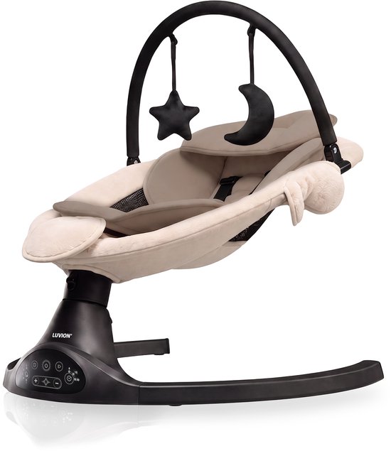 LUVION® Baby Swing Beige - Elektrische Babyschommel - Automatische Wipstoel voor je Baby - Schommelstoel - Babyswing - Uitneembare Wasbare Wipstoelhoes