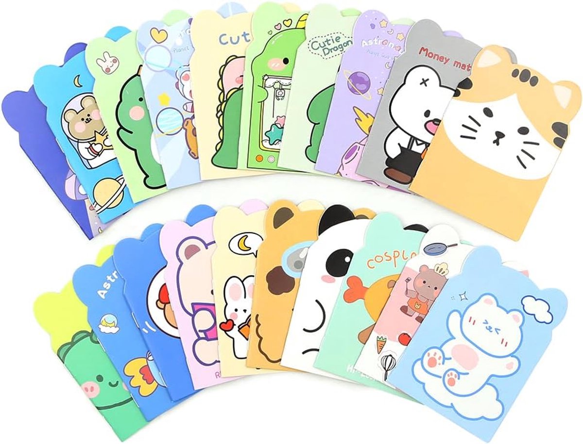 Mini notitieboekjes 20 stuks - dierenprints - 12x8,5 cm - ideaal voor onderweg - ShopVlot