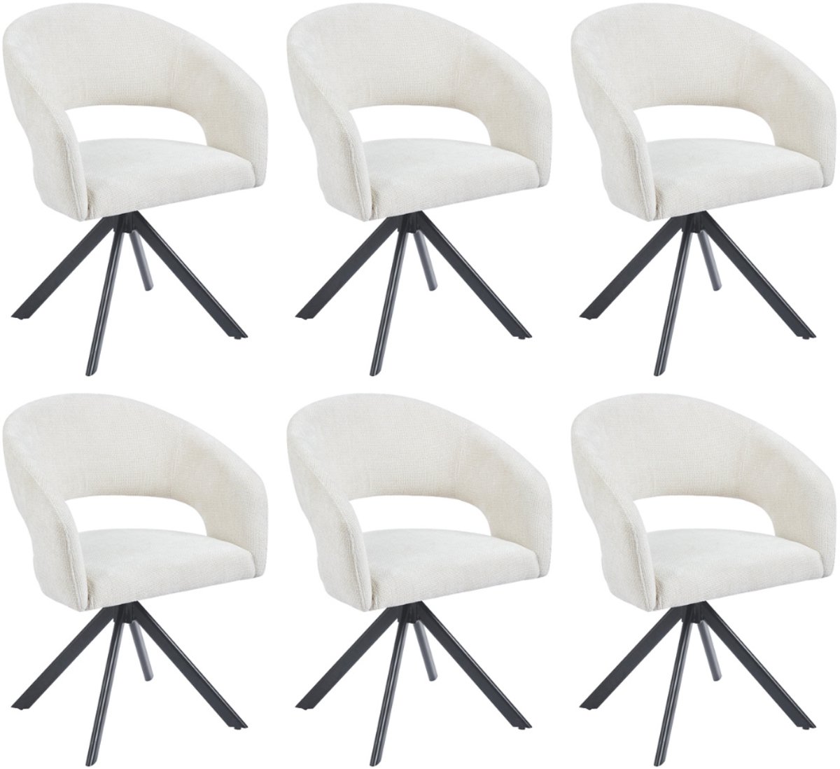 Ams Living® Eetkamerstoel Draaibaar | Beige Off White | Set van 4 Stoelen | Ronde afwerkin
