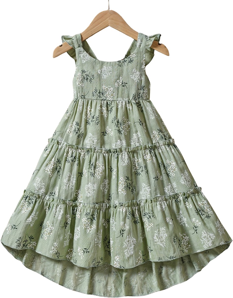 Currero Zomerjurk Meisjes Zomerjurken Kinderen Jurk Meisje Ibiza Stijl Sundress Kinderkleding 4-5 Jaar Groen