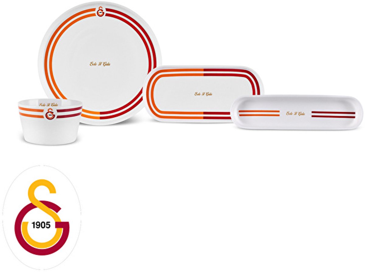Karaca x Galatasaray Officieel Gelicentieerde Forever Bone Ontbijtset – 14-delig – 6 Personen