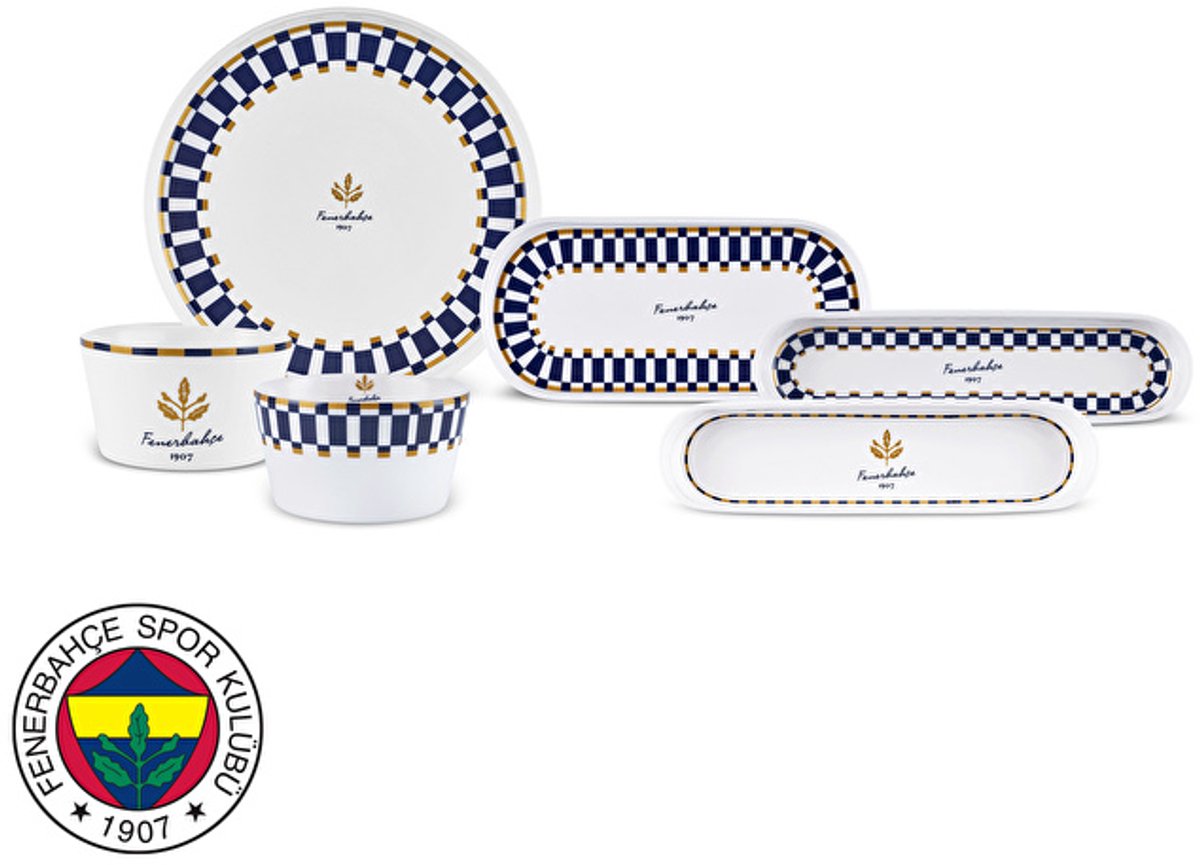 Karaca x Fenerbahce Officieel Gelicentieerd - Forever Bone Ontbijtset – 14-delig – 6 Personen