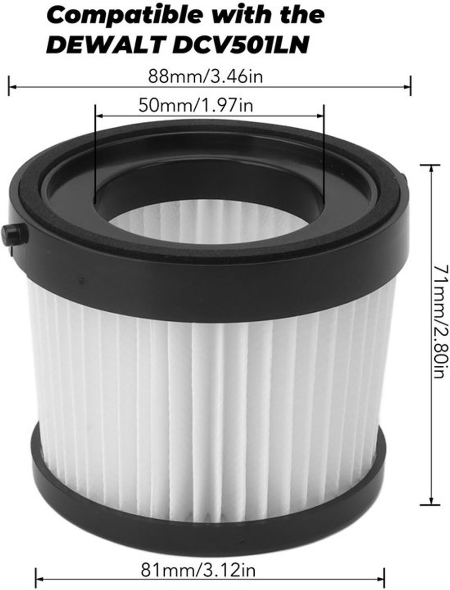 Stofzuigerfilters 2 Stuks - Herbruikbaar - Hoogwaardig ABS - Filtratie-efficiëntie 99,97% - Compatibel met DCV501LN - Eenvoudig onderhoud - Vacuümfilter
