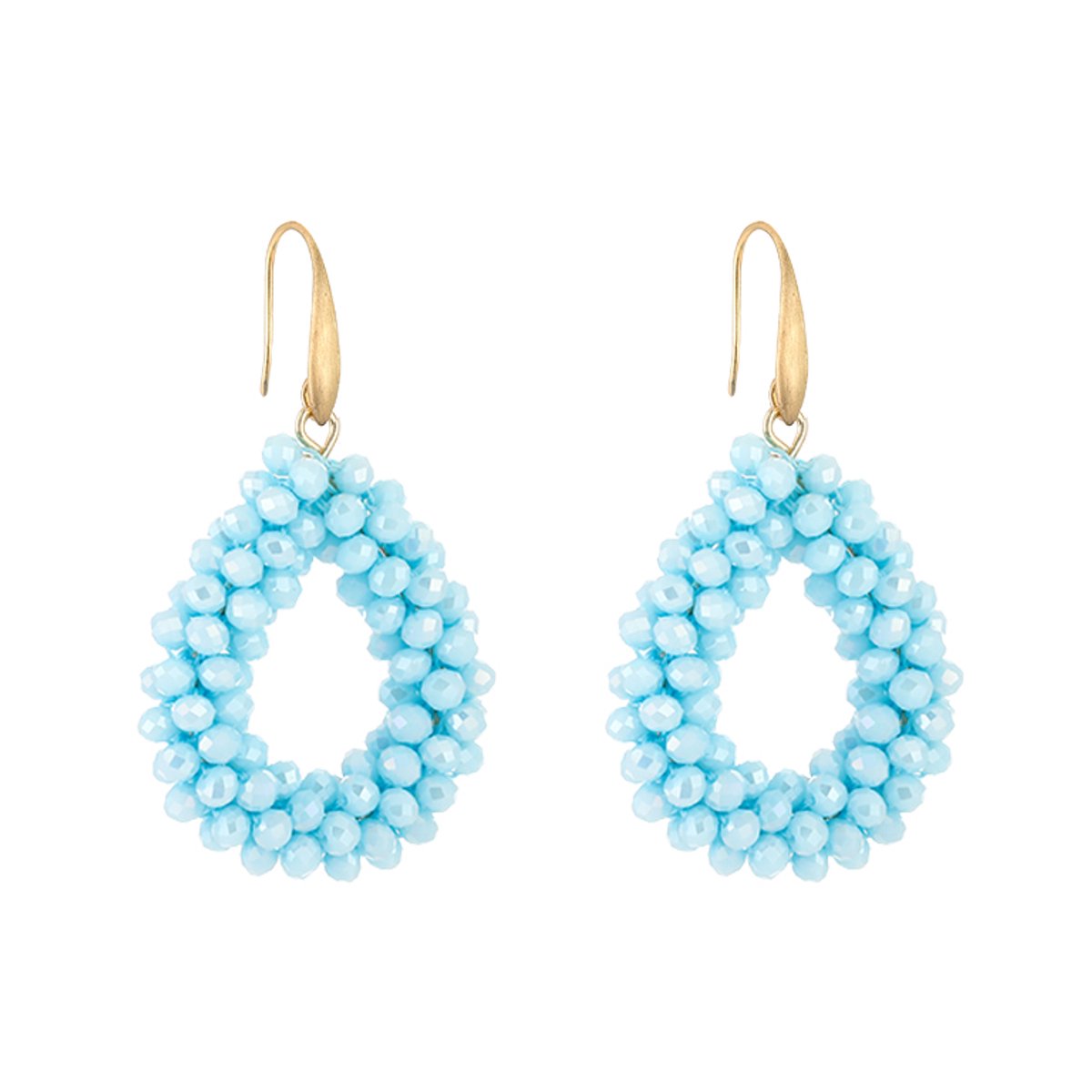 Crystal Bead Teardrop Drop Earrings – Luxe Kristal Druppel Oorbellen – RVS - Baby Blauw
