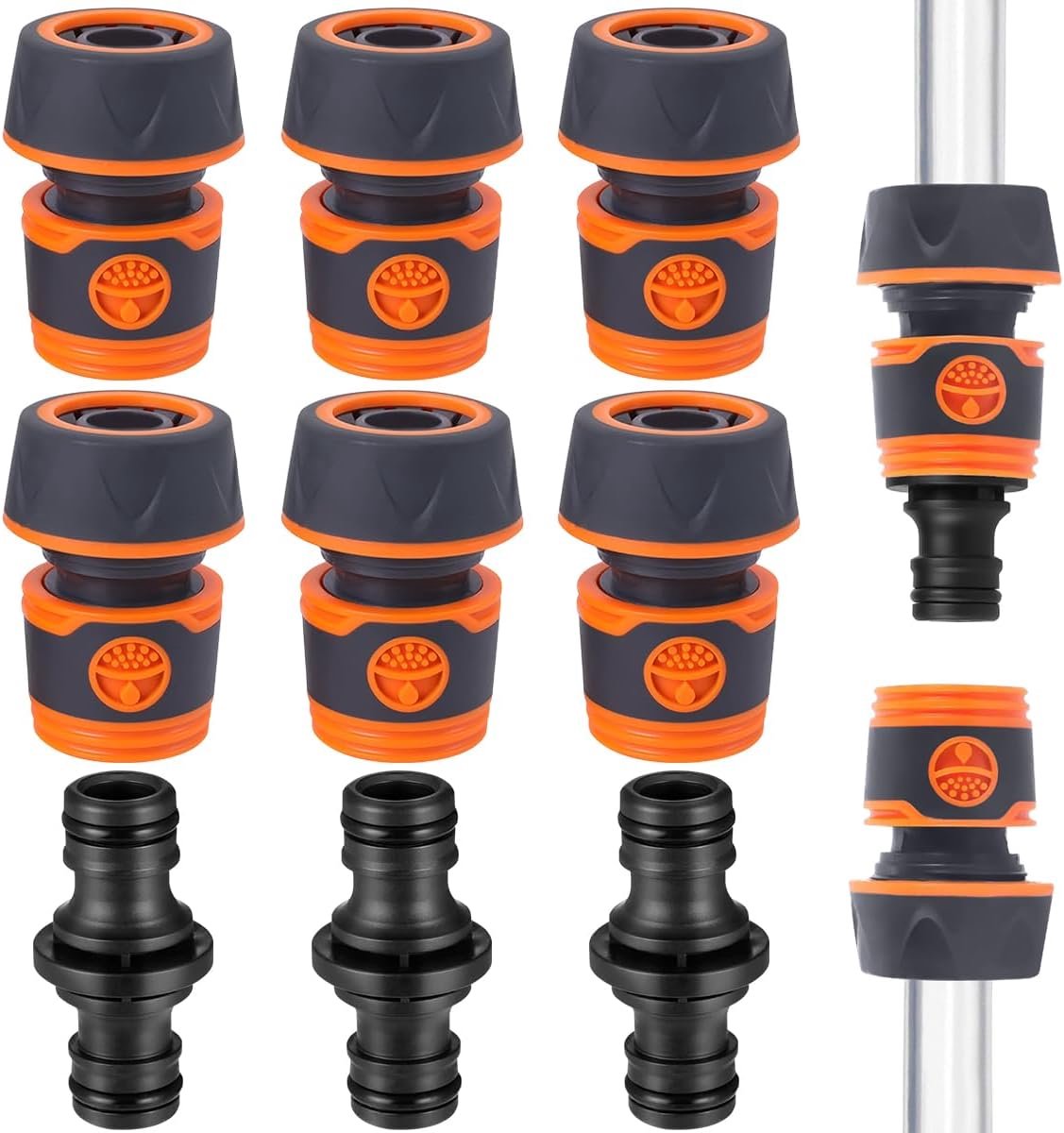 SnelShoppen - 6 Pack Tuinslang Koppelingen 3/4 Inch, Tuinslang Verbinder voor Tuin en Thuis, 19mm Tuinslang Connector, Corrosiebestendig, Waterdicht