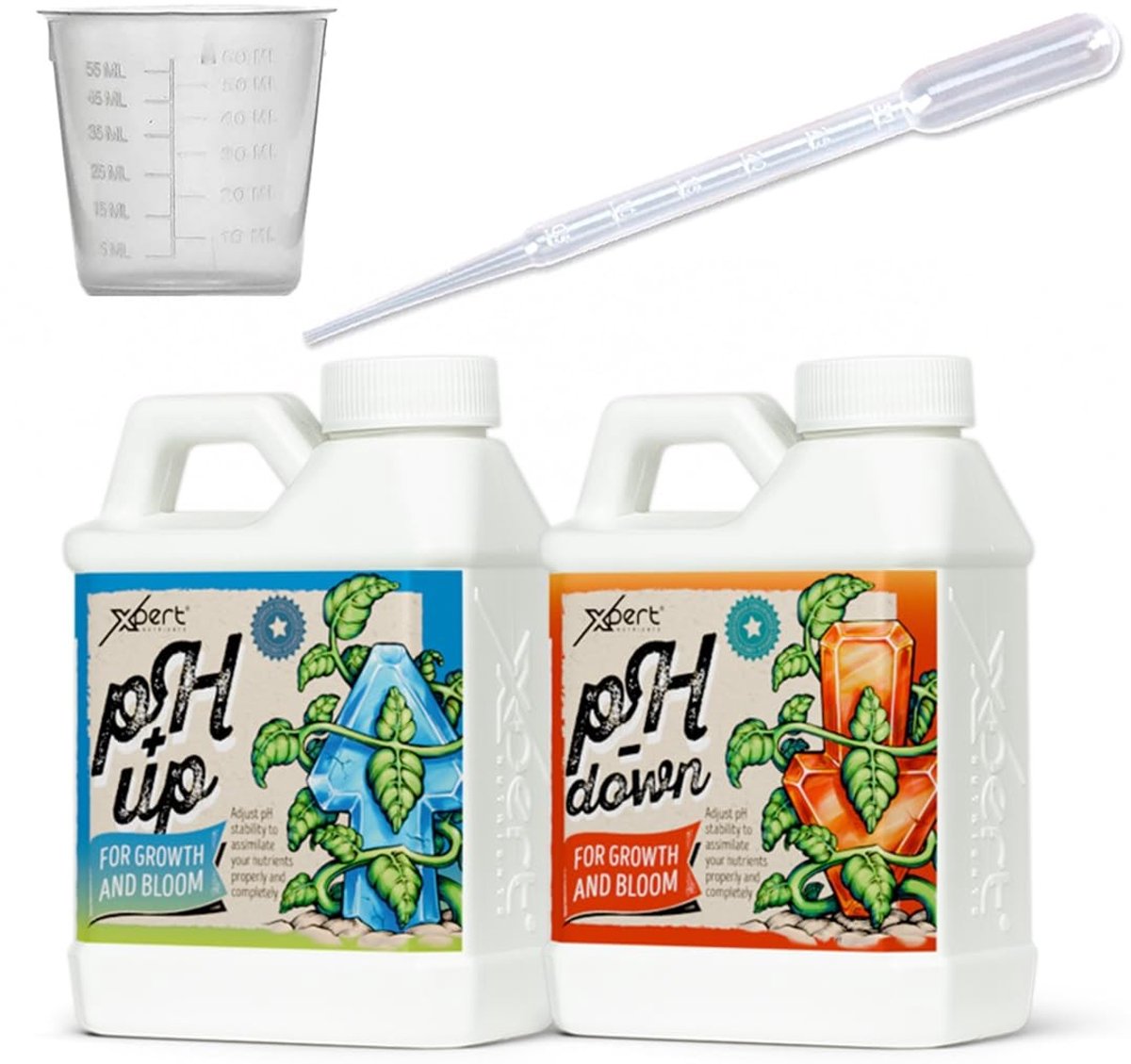 Dailygoods- pH Regulatoren 2-delig pakket - pH Down 250 ml - pH Up 250 ml - Pipet - Maatbeker - Voor elk type substraat - PH Set