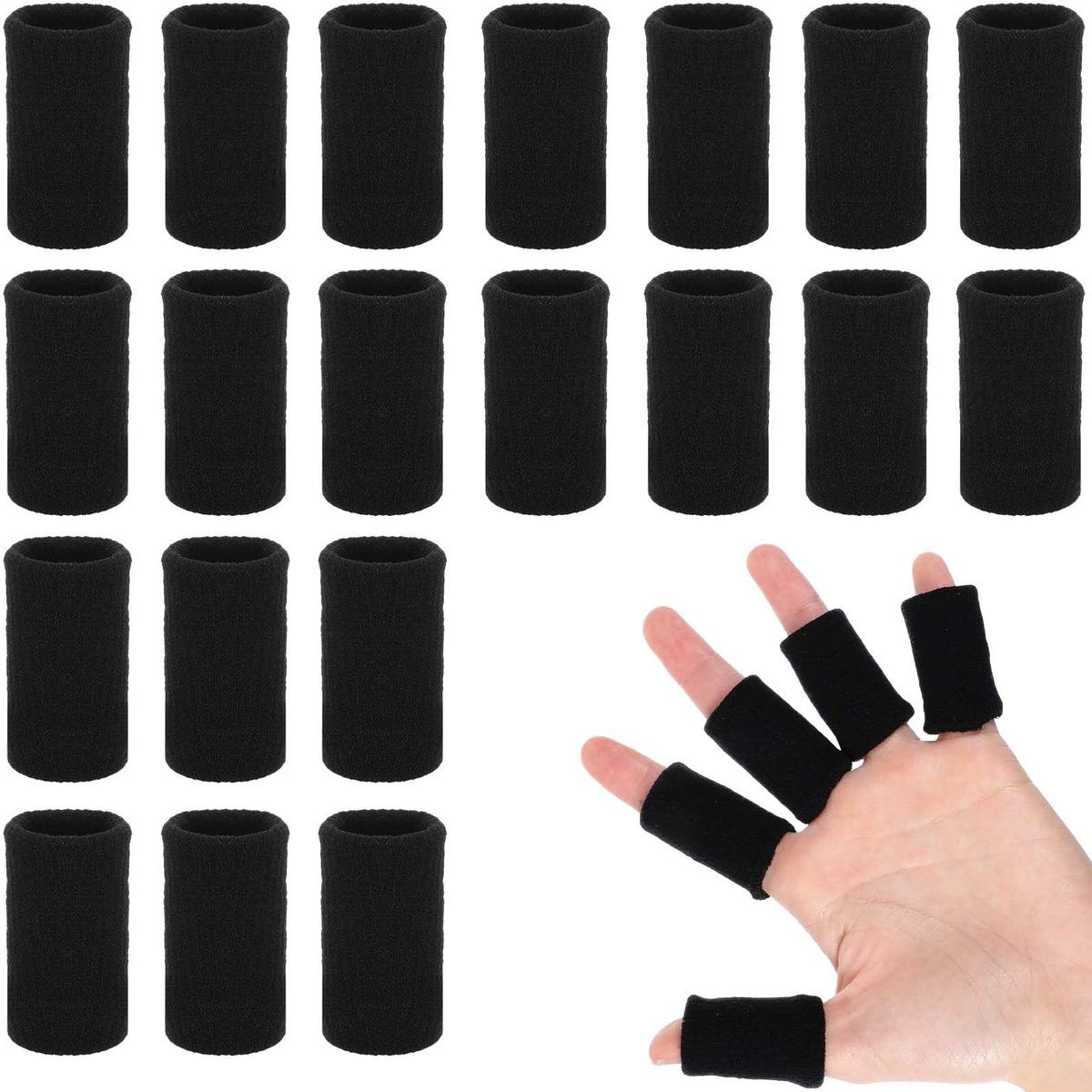 Dailygoods- Vingerbeschermers 20 stuks - Elastische Vingerbeschermers - Vingersleeves - Vingerbeschermers voor Sport - Lichtgewicht - Ademend Nylon - Vingerlingen