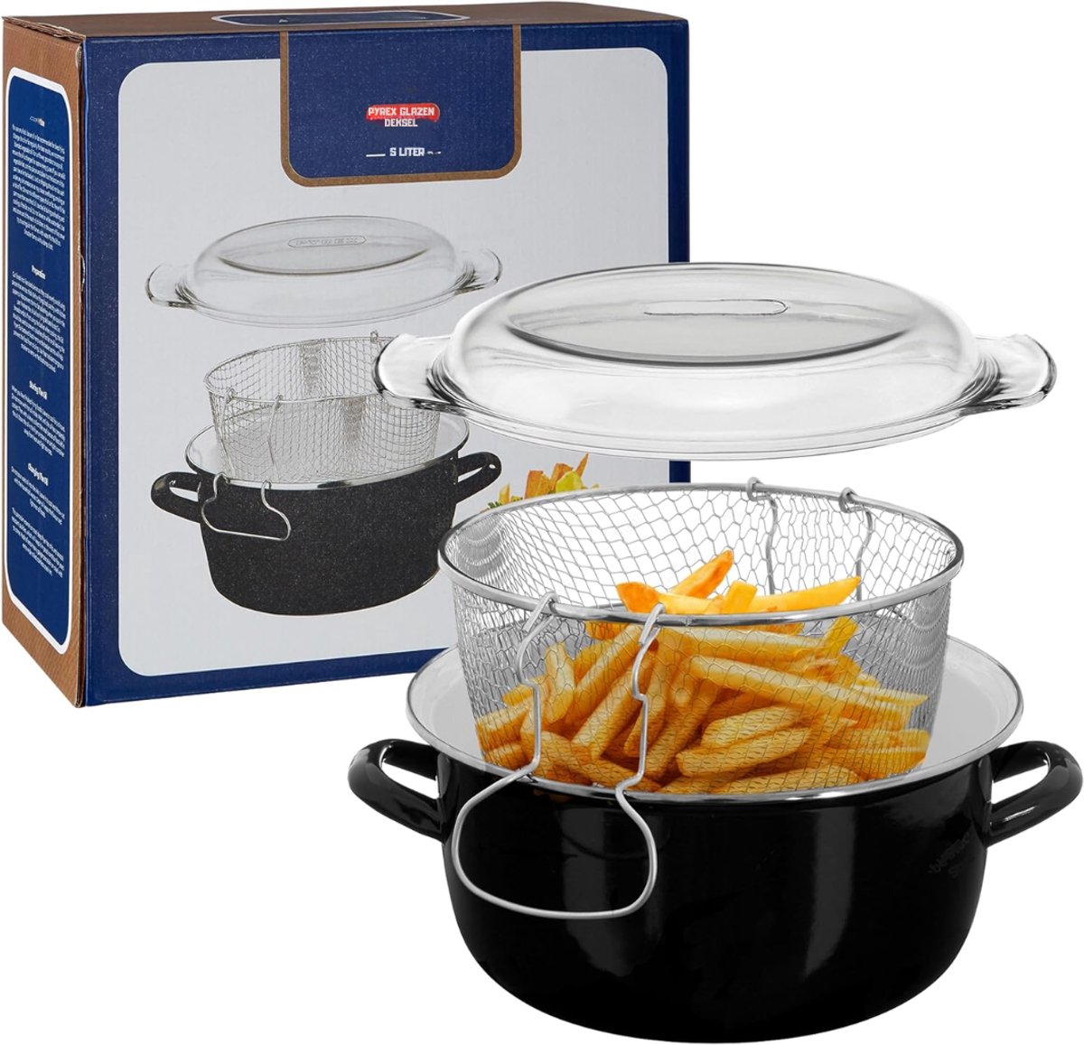 QORA® Frituurpan 5 liter - Frituurpan - Zwart - 33cm x 16cm x 27cm