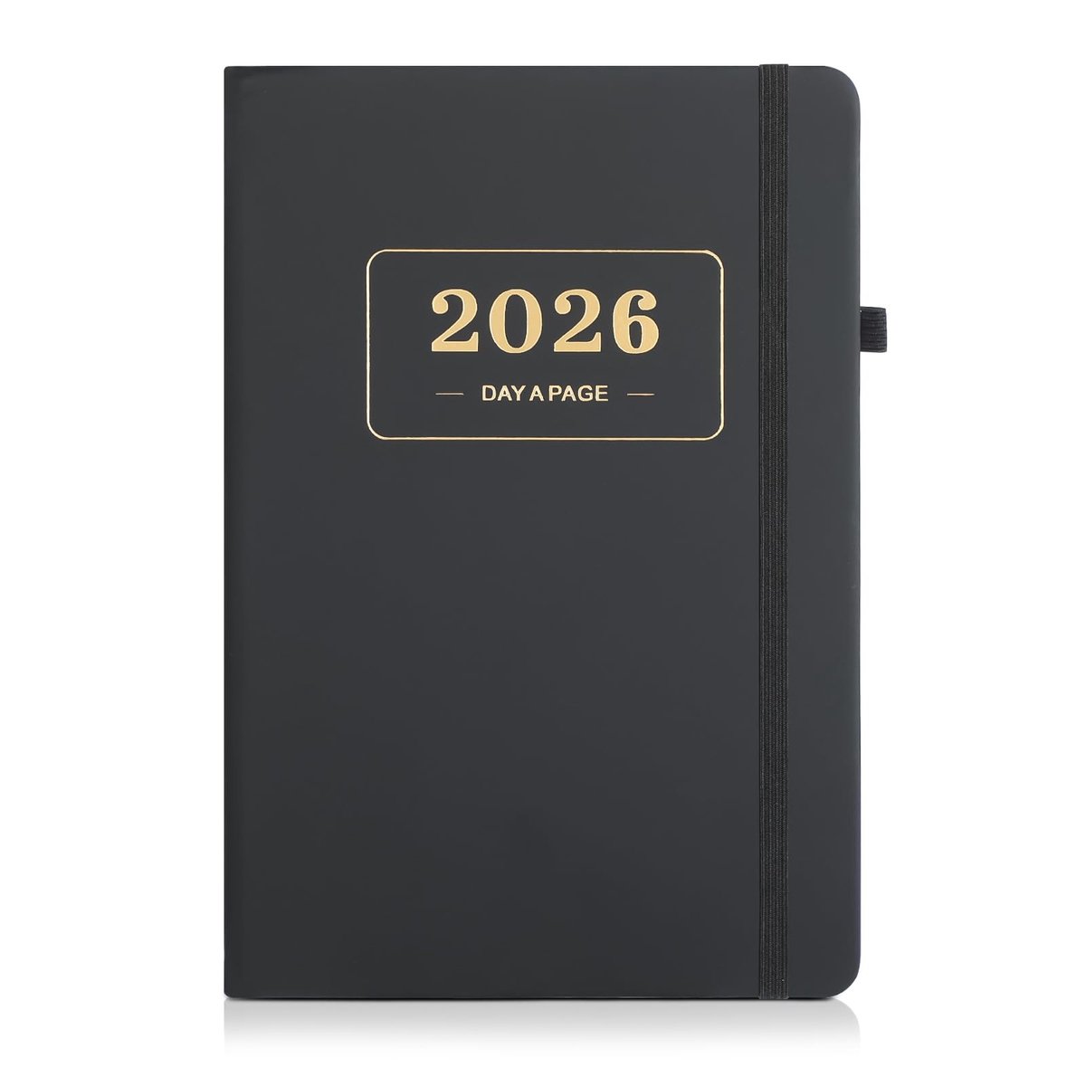 Dailygoods- Agenda 2026 A5 - Tijdmanagementplanner met maandindex - Bladwijzer - Beschermband - Ideaal voor kantoor/school/reizen - Zwarte uitvoering - Plannner
