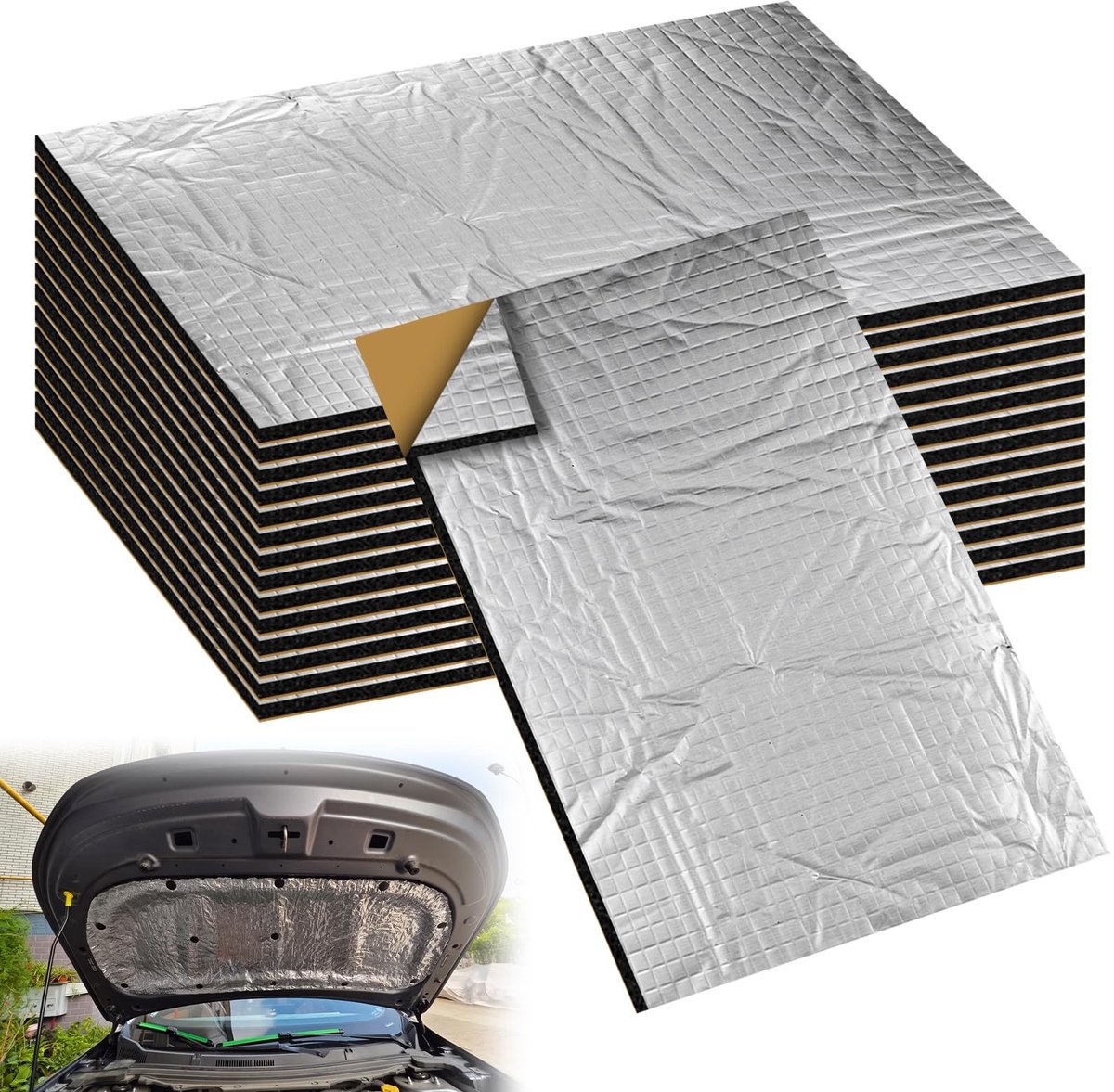 Dailygoods- Aluminiumbutylplaat 15 stuks - Zelfklevend - Geluidsisolatie - Vuurvast - Waterdicht - Anti-dreunmat - 250 x 180 x 5 mm